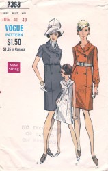 7393 68 VOG 2 BREASTD SS-LS STEP IN COLLAR DRESS PATTERN 12 1/2